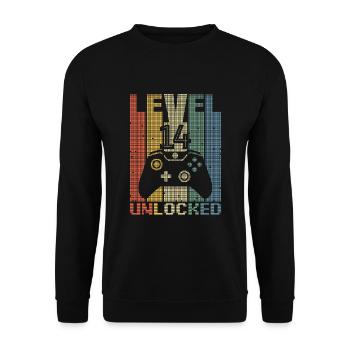 Level 14 Unlocked Gamer 14 years old gamer - Unisex Sweatshirt - black - Front - Alina (178cm) & Michal (187cm)