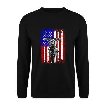 Cadeau de drapeau USA moto - Sweat-shirt Unisexe - noir - Devant - Alina (178cm) & Michal (187cm)