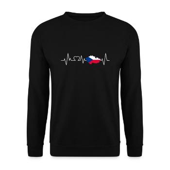 Tschechien Herzschlag Flagge Liebe - Unisex Pullover - Schwarz - Vorne - Alina (178cm) & Michal (187cm)