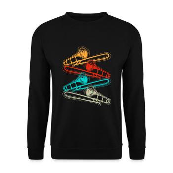 Trombone retro gift for trombone players - Unisex Sweatshirt - black - Front - Alina (178cm) & Michal (187cm)