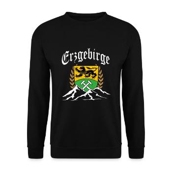 Erzgebirge Coat of Arms Mountains Erzgebirgler Ossi - Unisex Sweatshirt - black - Front - Alina (178cm) & Michal (187cm)