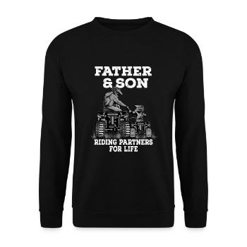 Quad Vater und Sohn Spruch Geschenk - Unisex Pullover - Schwarz - Vorne - Alina (178cm) & Michal (187cm)