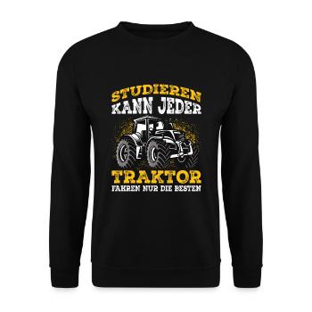 Traktor lustiger Spruch Trecker Landwirt - Unisex Pullover - Schwarz - Vorne - Alina (178cm) & Michal (187cm)