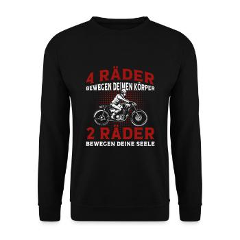 2 Räder Bewegen deine Seele Motorrad Biker - Unisex Pullover - Schwarz - Vorne - Alina (178cm) & Michal (187cm)