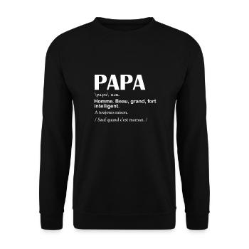 Papa Definition Man Handsome Great Fort - Unisex Sweatshirt - black - Front - Alina (178cm) & Michal (187cm)