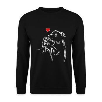 Staffordshire Bull Terrier Dear Mistress Dogs - Unisex Sweatshirt - black - Front - Alina (178cm) & Michal (187cm)