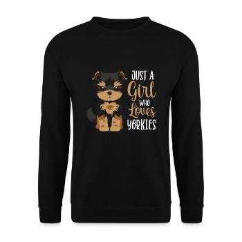 Yorkshire Terrier fille disant cadeau - Sweat-shirt Unisexe - noir - Devant - Alina (178cm) & Michal (187cm)