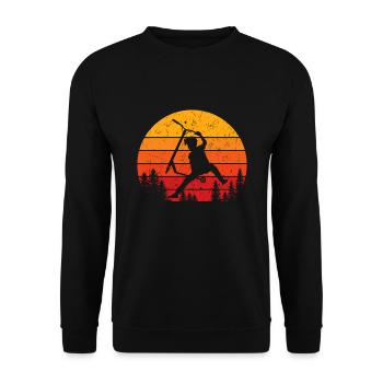 Scooter Stunt Retro Tretroller Geschenk Kinder - Unisex Pullover - Schwarz - Vorne - Alina (178cm) & Michal (187cm)