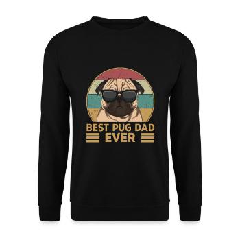 Best Pug Dad Ever Mops Hunde Papa Herrchen - Unisex Pullover - Schwarz - Vorne - Alina (178cm) & Michal (187cm)