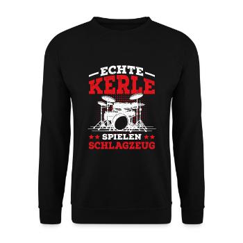 Les vrais gars jouent batteur - Sweat-shirt Unisexe - noir - Devant - Alina (178cm) & Michal (187cm)