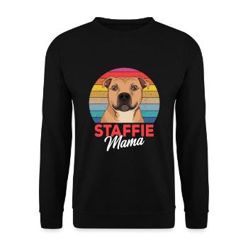 Staffordshire Bullterrier Staffie Mama Frauchen - Unisex Pullover - Schwarz - Vorne - Alina (178cm) & Michal (187cm)