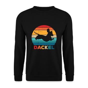 Dachshund Vintage Retro Dachshund Dog Owner - Unisex Sweatshirt - black - Front - Alina (178cm) & Michal (187cm)