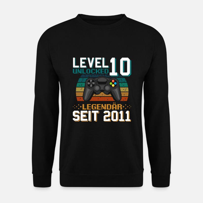 Level 10 Unlocked 10. Geburtstag Gamer Zocker - Unisex Pullover - Schwarz