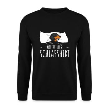 Offizielles Schlafshirt Schlafanzug Dackel Hund - Unisex Pullover - Schwarz - Vorne - Alina (178cm) & Michal (187cm)