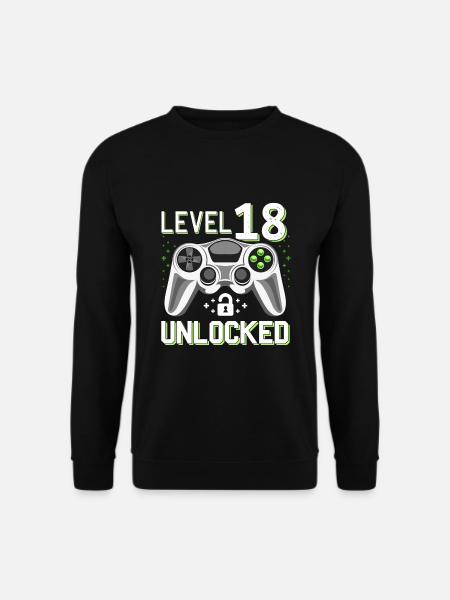 18. Geburtstag Level 18 Gamer Geschenk - Unisex Pullover - Schwarz