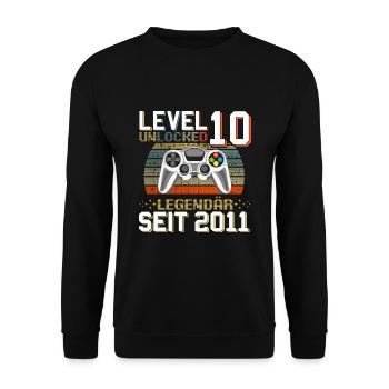 10th Birthday Gamer Level 10 Unlocked - Unisex Sweatshirt - black - Front - Alina (178cm) & Michal (187cm)