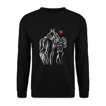 Chevaux filles amour cavalière - Sweat-shirt Unisexe - noir - Devant - Alina (178cm) & Michal (187cm)
