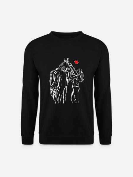 Pferde Mädchen Liebe Reiterin - Unisex Pullover - Schwarz