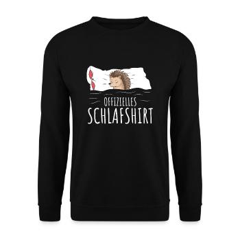 Offizielles Schlafshirt Igel Schlafen Chillen - Unisex Pullover - Schwarz - Vorne - Alina (178cm) & Michal (187cm)