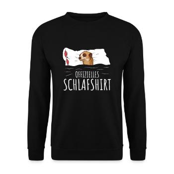 Offizielles Schlafshirt Erdmännchen Schlafen - Unisex Pullover - Schwarz - Vorne - Alina (178cm) & Michal (187cm)