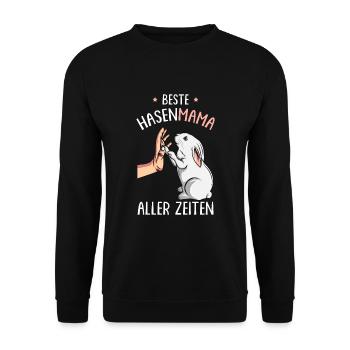 Hasenmama Hase Kaninchen Hasen - Unisex Pullover - Schwarz - Vorne - Alina (178cm) & Michal (187cm)