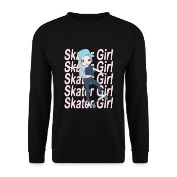 Skater Girl Skateboard Stunt Skateboarder - Unisex Sweatshirt - black - Front - Alina (178cm) & Michal (187cm)