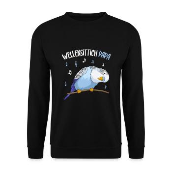 Wellensittich Papa Blausittich Vater Blau - Unisex Pullover - Schwarz - Vorne - Alina (178cm) & Michal (187cm)