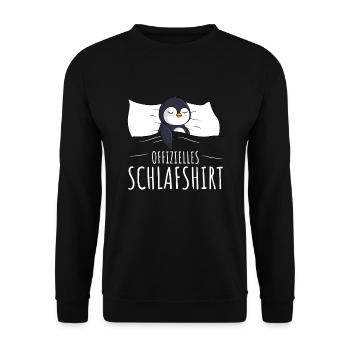 Offizielles Schlafshirt Pinguin Schlafen - Unisex Pullover - Schwarz - Vorne - Alina (178cm) & Michal (187cm)