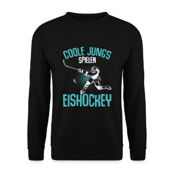 Coole Jungs spielen Eishockey Hockey - Unisex Pullover - Schwarz - Vorne - Alina (178cm) & Michal (187cm)