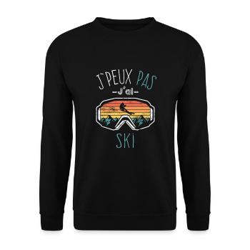 j'peux pas j'ai ski - cadeau skieur - Sweat-shirt Unisexe - noir - Devant - Alina (178cm) & Michal (187cm)