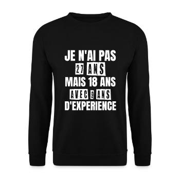 Cadeau d'anniversaire 27 ans - Sweat-shirt Unisexe - noir - Devant - Alina (178cm) & Michal (187cm)