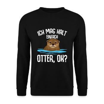 Ich mag halt Otter Seeotter Kinder Damen - Unisex Pullover - Schwarz - Vorne - Alina (178cm) & Michal (187cm)