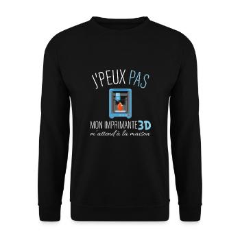 j'peux pas mon imprimante 3D m'attend - Sweat-shirt Unisexe - noir - Devant - Alina (178cm) & Michal (187cm)