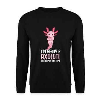 Axolotl Kostüm Mädchen Kinder - Unisex Pullover - Schwarz - Vorne - Alina (178cm) & Michal (187cm)