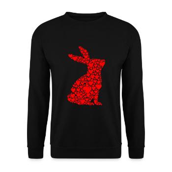 Hasen Liebe Hase Kaninchen Valentinstag - Unisex Pullover - Schwarz - Vorne - Alina (178cm) & Michal (187cm)
