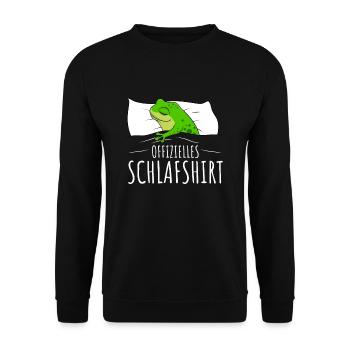 Offizielles Schlafshirt Frosch Frösche Damen - Unisex Pullover - Schwarz - Vorne - Alina (178cm) & Michal (187cm)