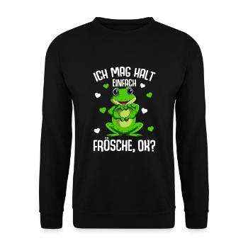 Frosch Ich mag halt Frösche Kinder - Unisex Pullover - Schwarz - Vorne - Alina (178cm) & Michal (187cm)