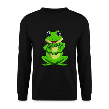 Frosch Liebhaber Frösche Damen Kinder - Unisex Pullover - Schwarz - Vorne - Alina (178cm) & Michal (187cm)