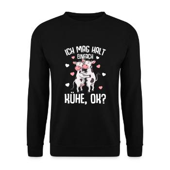 Kuh Ich mag halt Kühe Kinder Mädchen - Unisex Pullover - Schwarz - Vorne - Alina (178cm) & Michal (187cm)