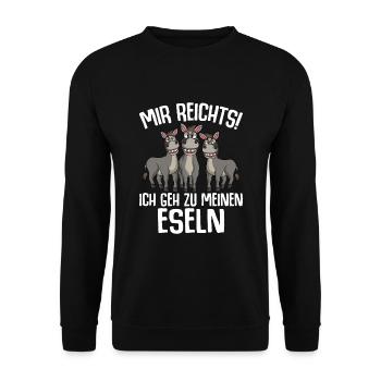 Mir reichts ich geh zu meinen Eseln - Unisex Pullover - Schwarz - Vorne - Alina (178cm) & Michal (187cm)
