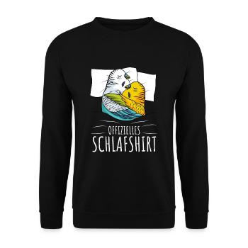 Offizielles Schlafshirt Wellensittich Liebhaber - Unisex Pullover - Schwarz - Vorne - Alina (178cm) & Michal (187cm)