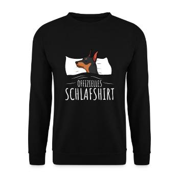 Offizielles Schlafshirt Zwergpinscher - Unisex Pullover - Schwarz - Vorne - Alina (178cm) & Michal (187cm)