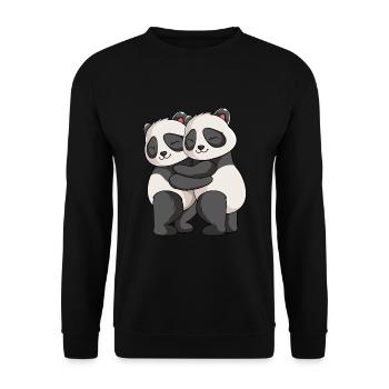 Panda Lover Panda Bear Girl Kids - Unisex Sweatshirt - black - Front - Alina (178cm) & Michal (187cm)