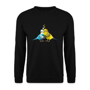 Wellensittich Liebhaber Sittich Welli - Unisex Pullover - Schwarz - Vorne - Alina (178cm) & Michal (187cm)