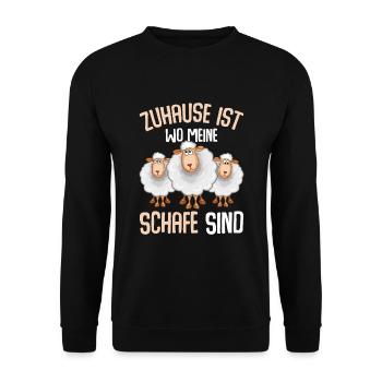 Zuhause ist wo meine Schafe sind - Unisex Pullover - Schwarz - Vorne - Alina (178cm) & Michal (187cm)