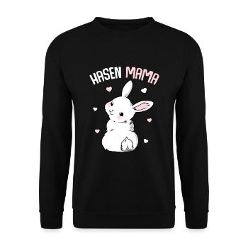 Hasenmama Hase Kaninchen Ostern Hasen - Unisex Pullover - Schwarz - Vorne - Alina (178cm) & Michal (187cm)
