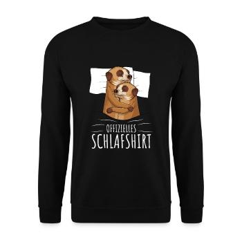 Offizielles Schlafshirt Erdmännchen - Unisex Pullover - Schwarz - Vorne - Alina (178cm) & Michal (187cm)