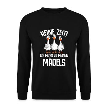 Gänse Gans Gänsezüchter - Unisex Pullover - Schwarz - Vorne - Alina (178cm) & Michal (187cm)