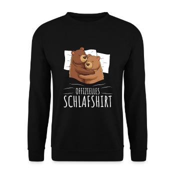 Offizielles Schlafshirt Bär Grizzly Braunbär - Unisex Pullover - Schwarz - Vorne - Alina (178cm) & Michal (187cm)