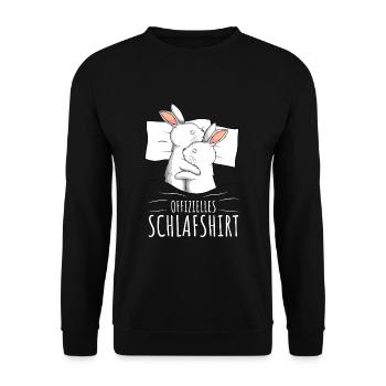 Offizielles Schlafshirt Hase Kaninchen - Unisex Pullover - Schwarz - Vorne - Alina (178cm) & Michal (187cm)